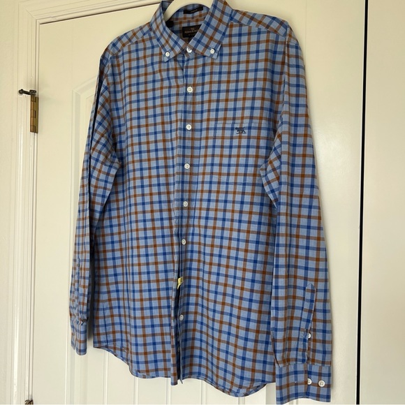 Rodd & Gunn Men’s long Sleeve Button Up Shirt Fall Brown & Blue Plaid Size Large - Picture 5 of 8